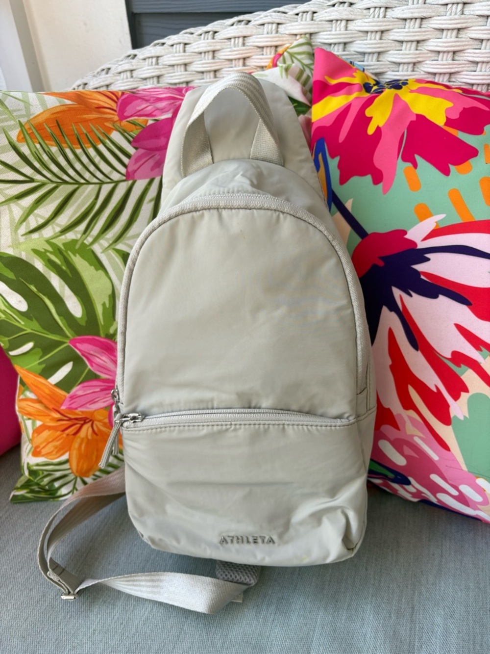 Athleta Cream Nylon Sling Bag